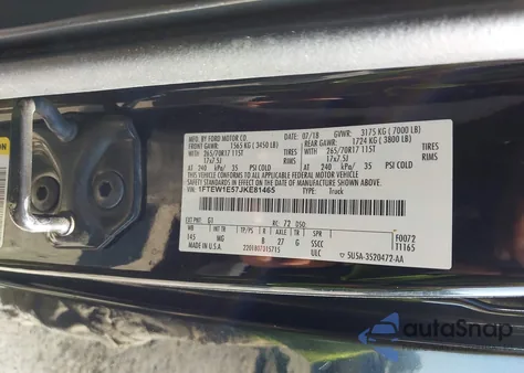 2018 Ford F150 Xlt из США, поврежденный, VIN 1FTEW1E57JKE81465